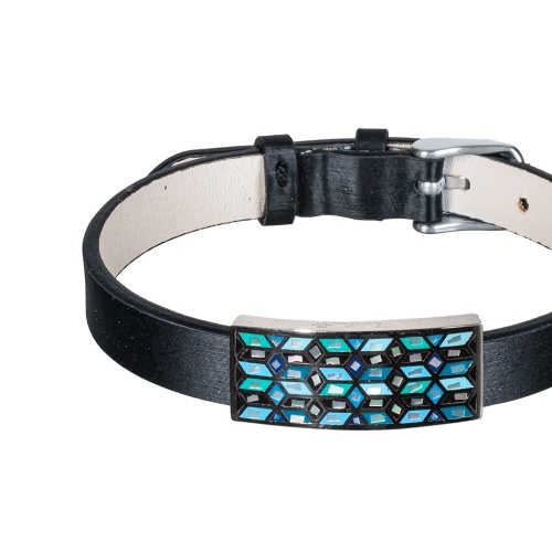 Браслет Fiore Luna на кожаном черном ремешке, CB03209-1A S фото 3